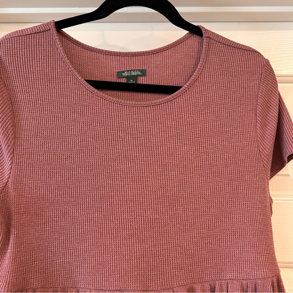 XL Wild Fable Dusty Rose Waffle Knit Empire Tee Dress - Picture 2 of 6